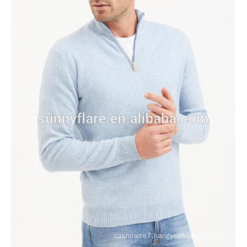 High Quality Knitted Men's Fit Cashmere Sweater With Half Front Zip